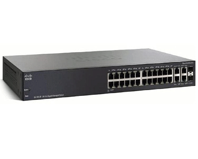 Switch Cisco SRW2024-K9 26 port 10/100/1000 ports; 2 Combo mini-GBIC ports.