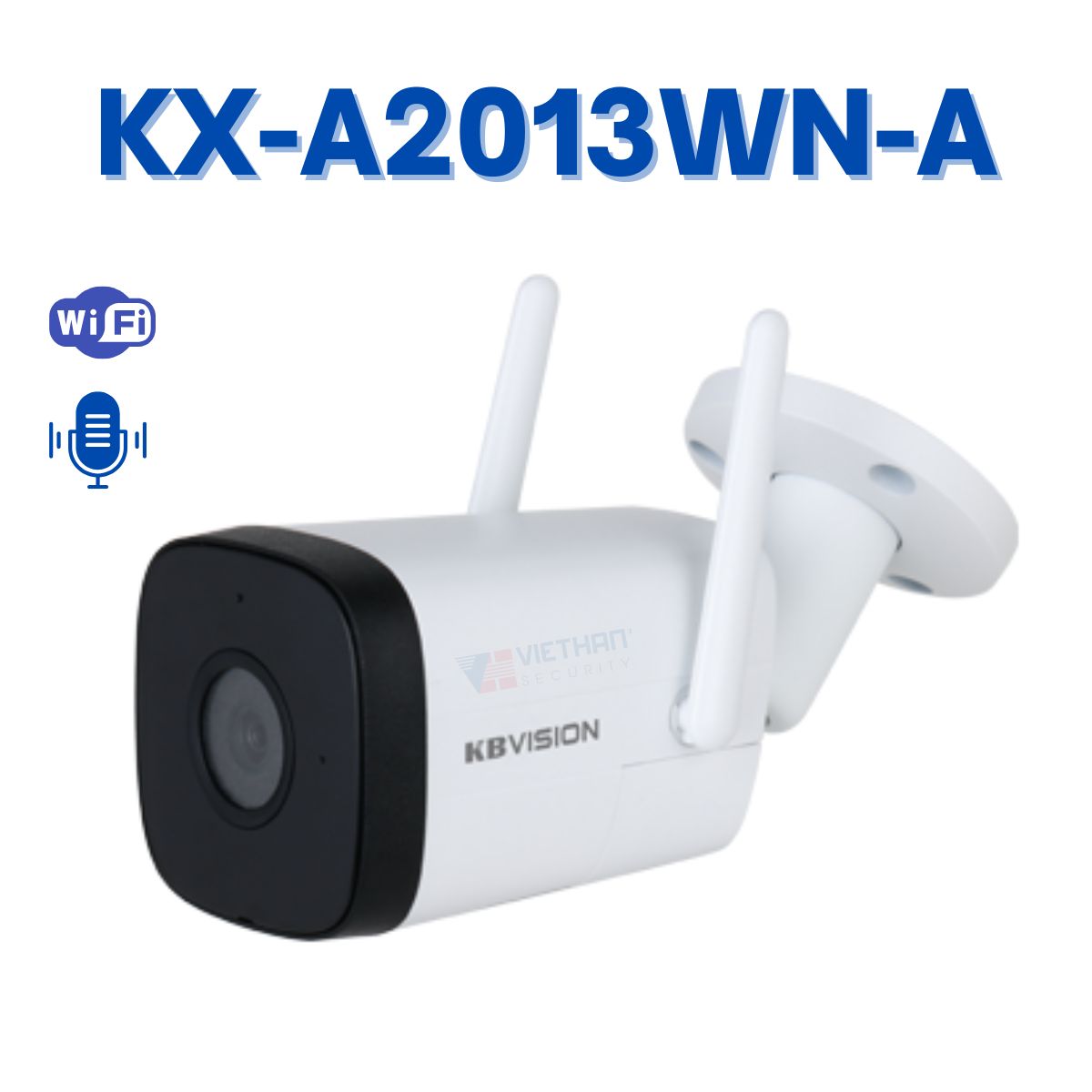 Camera IP WIFI 2MP ngoài trời KBVISION KX-A2013WN-A, Đàm thoại 2 chiều, Wifi AP, Hồng ngoại 30m  