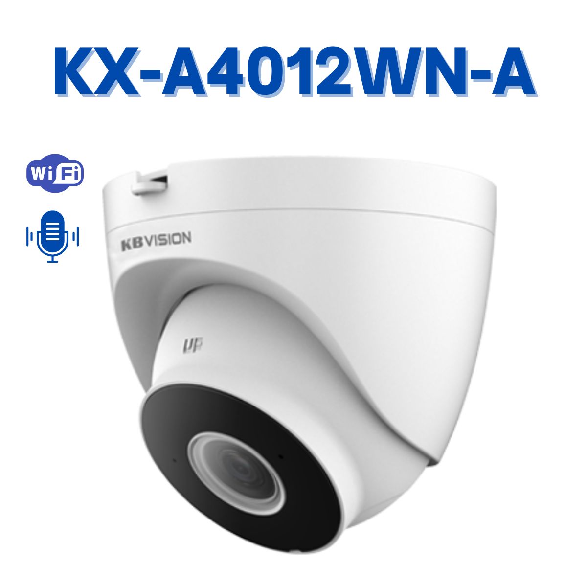 Camera IP Wifi Dome 4MP KBVISION KX-A4012WN-A, Đàm thoại 2 chiều, Hồng ngoại 30m