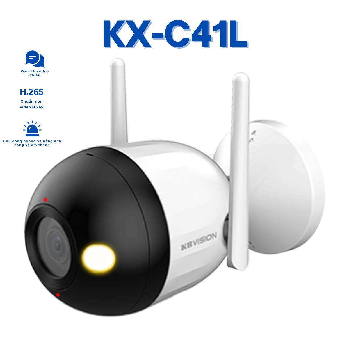 Camera IP Wifi Full Color KBVISION KX-C41L 4MP, Đàm thoại 2 chiều, báo động đèn và còi hú, Đèn LED