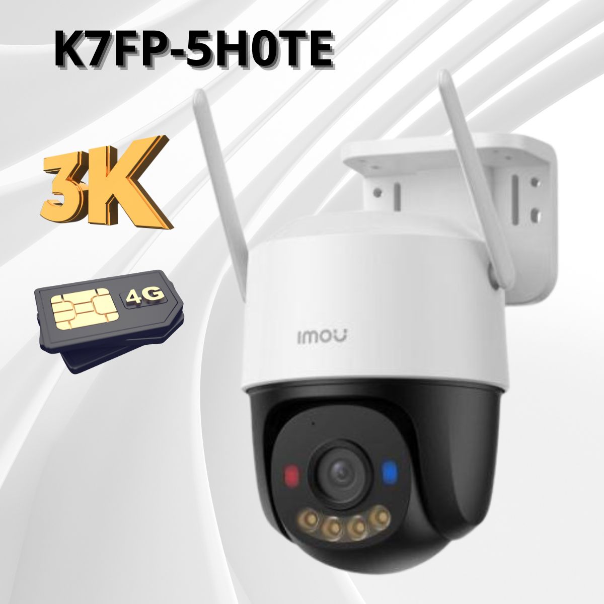 Camera dùng sim 4G ngoài trời Imou IPC-K7FP-5H0TE 5Mp 3K, Quay Quét Mini Speed Dome, Đèn Báo Động Nháy Xanh + Đỏ.