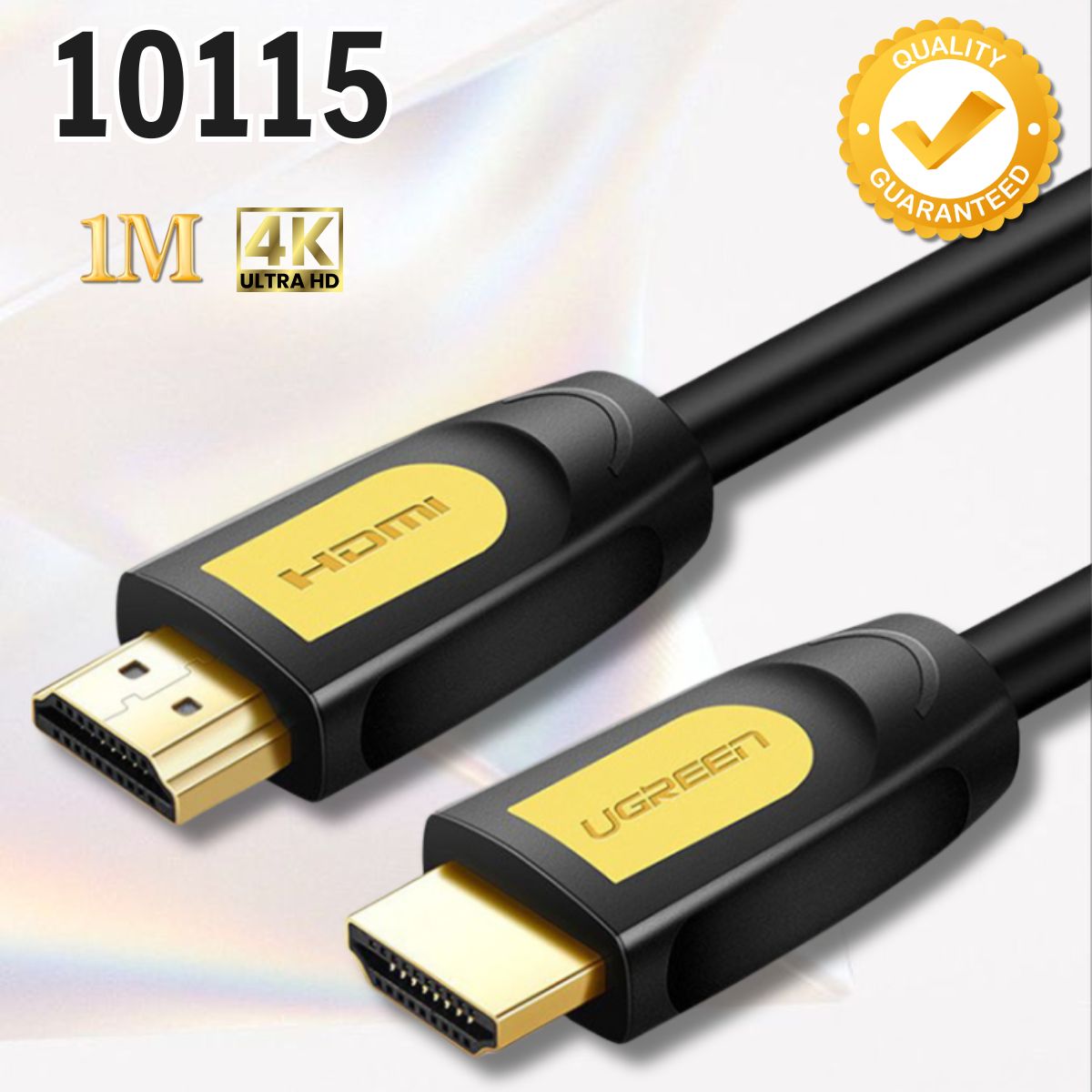 Cáp HDMI Ugreen 10115 HD101 1M Chuẩn 1.4 Hỗ trợ độ phân giải Full HD 4Kx2K màu vàng 