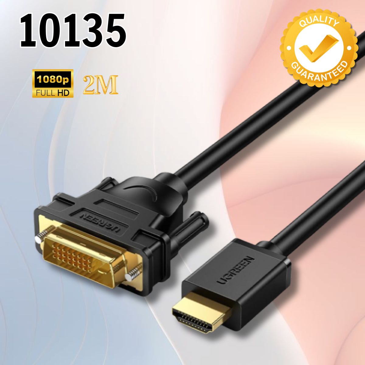 Cáp chuyển đổi HDMI sang DVI 24+1 Ugreen 10135 HD106 dài 2m Hỗ trợ độ phân giải Full HD, Màu đen 