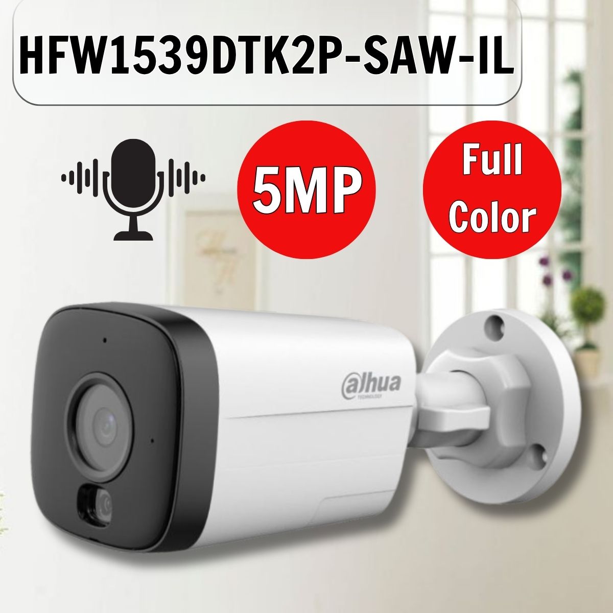 Camera IP Wifi Dahua DH-IPC-HFW1539DTK2P-SAW-IL 5MP, Phat hiện thông minh, Đàm thoại 2 chiều