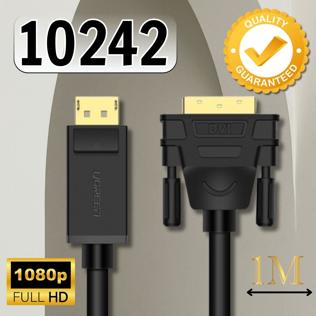 Cáp chuyển đổi DP sang DVI 24+1 Ugreen 10242 DP103 Dài 1m, Hỗ trợ độ phân giải 1080p