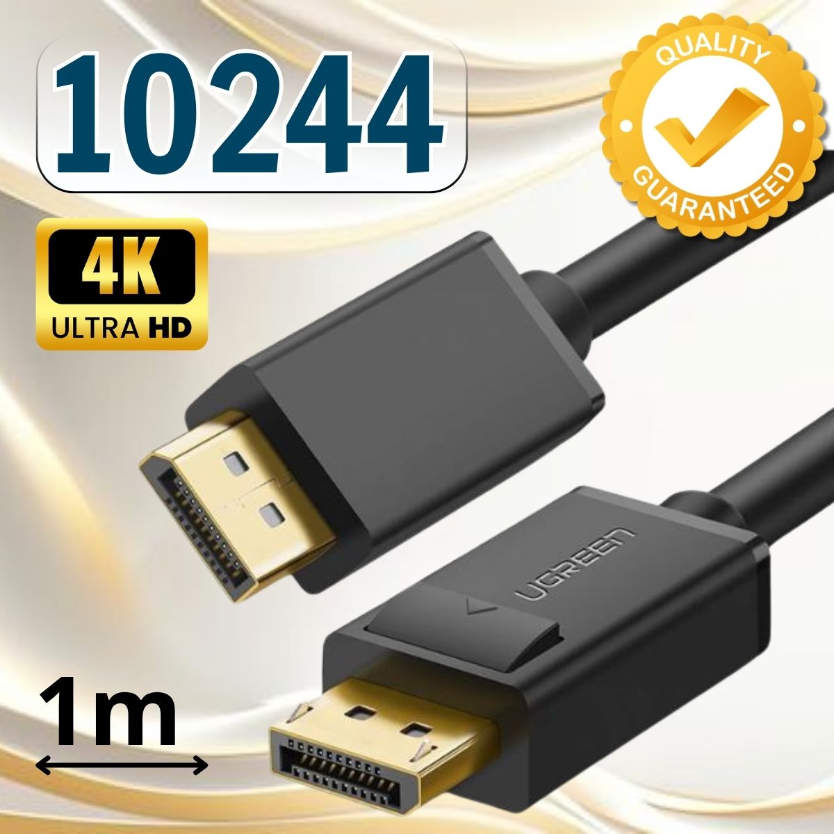 Cáp 2 Đầu Displayport chuẩn V1.2 Ugreen 10244 dài 1m, hỗ trợ 4K@60Hz