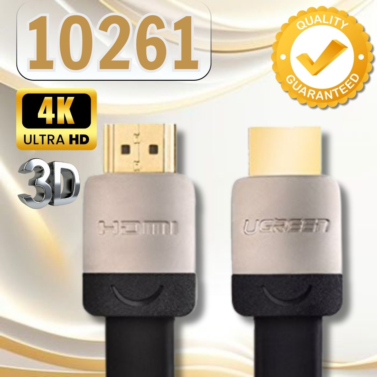 Giải pháp kết nối HDMI Ugreen 10261 chuẩn 2.0 cáp dẹt đầu bọc hợp kim Dài 2m, Hỗ trựo 3D, 4K