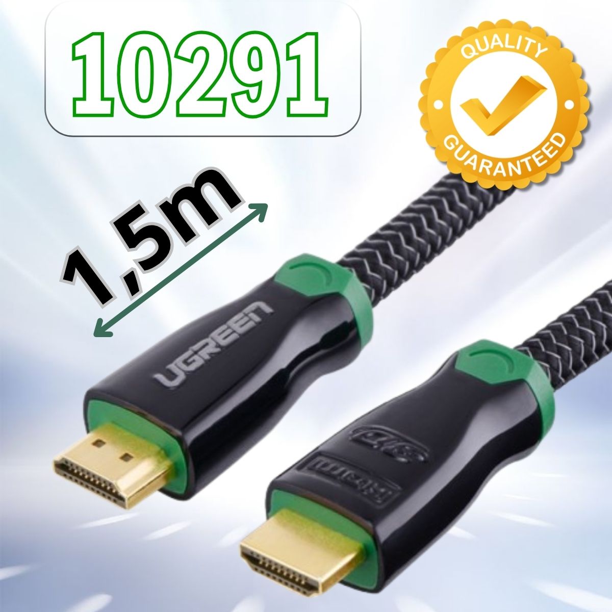 Dây truyền tải HDMI Ugreen 10291 Dài 1,5m, vỏ bọc kim loại hỗ trợ 3D 4Kx2K