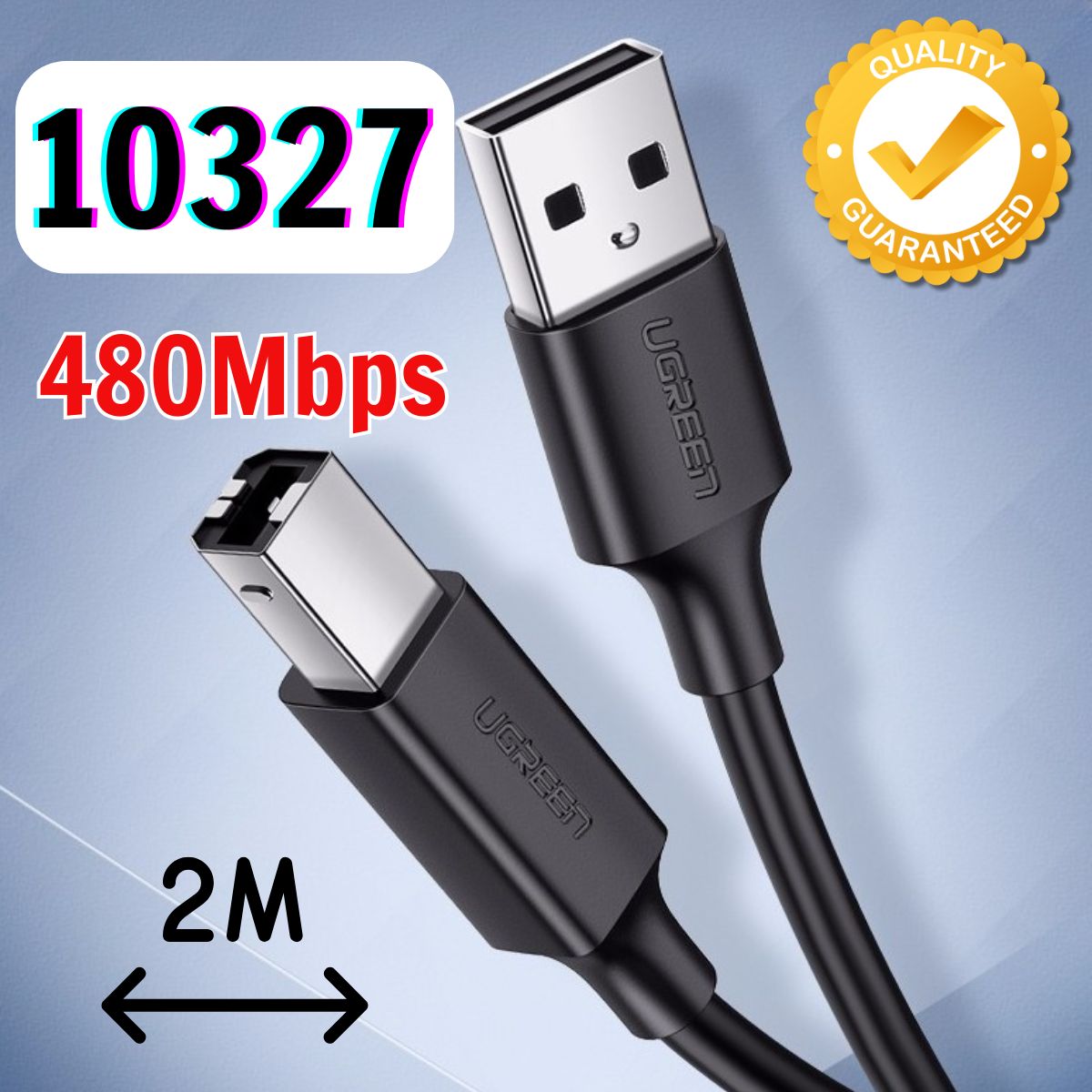 Cáp USB 2.0 sang USB B Ugreen 10327 US104 dài 2m Tốc độ lên đến 480Mbps