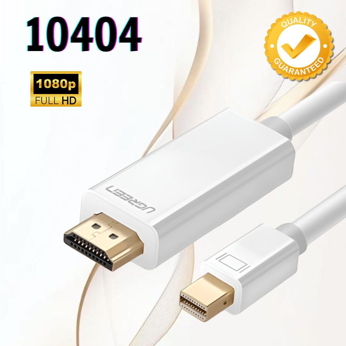 Cáp chuyển đổi Mini DP sang HDMI Ugreen 10404 MD101 Màu trắng, dài 2M Hỗ trợ phân phải 1080P 