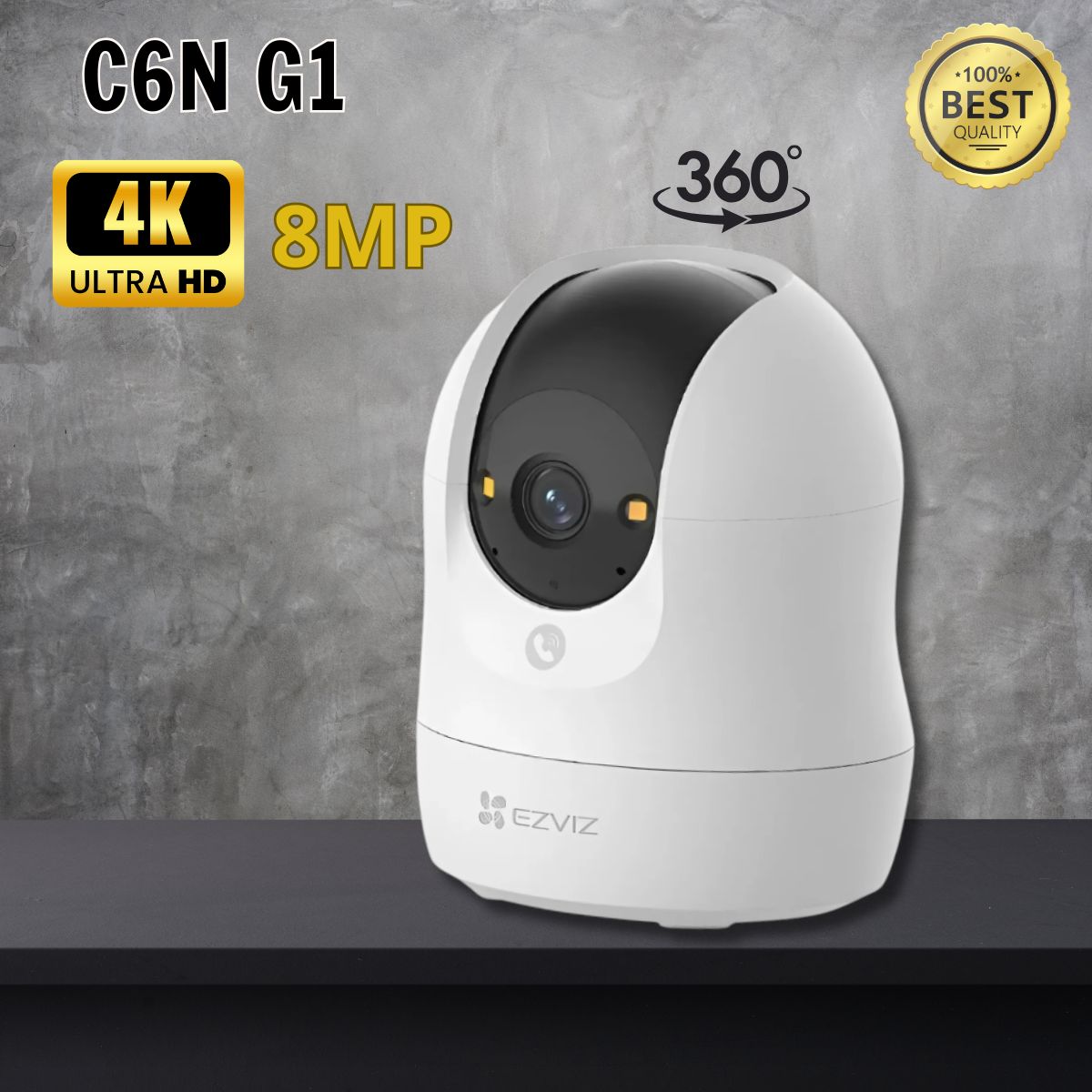 Camera thông minh trong nhà Ezviz C6N G1 4K 8MP Xoay 360 độ, Hỗ trợ đàm thoại 2 chiều 