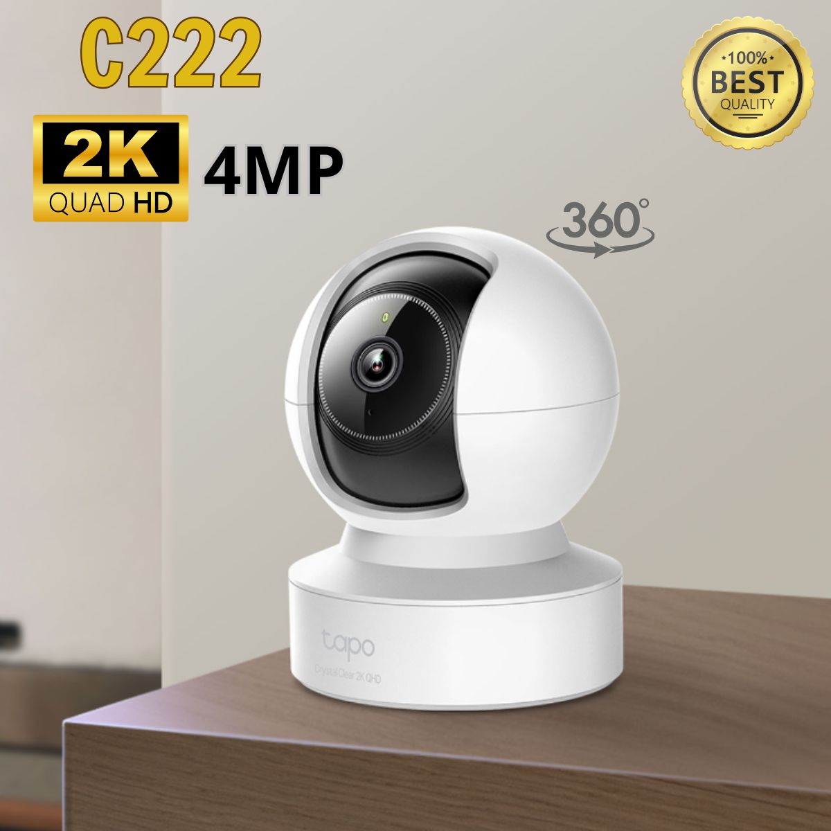 Camera IP Wi-Fi TP-Link Tapo C222 2K 4MP Quay 360 độ, Đàm thoại 2 chiều, Công nghệ AI thông minh