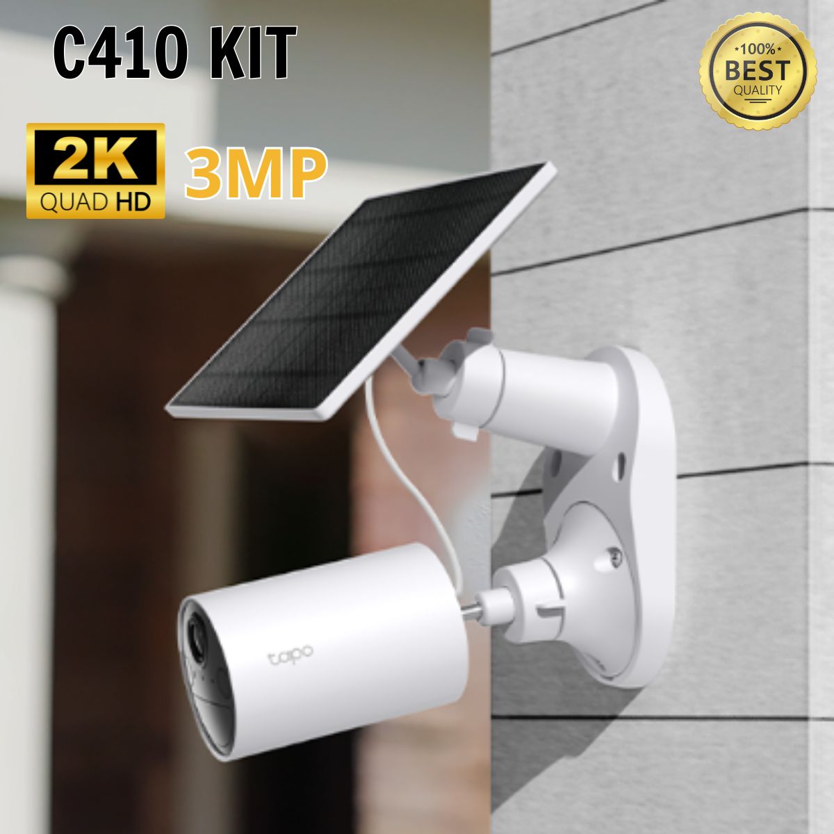 Kit camera năng lượng mặt trời Tapo C410 KIT 2K 3MP Ghi hình ban đêm 30ft, Phát hiện con người 