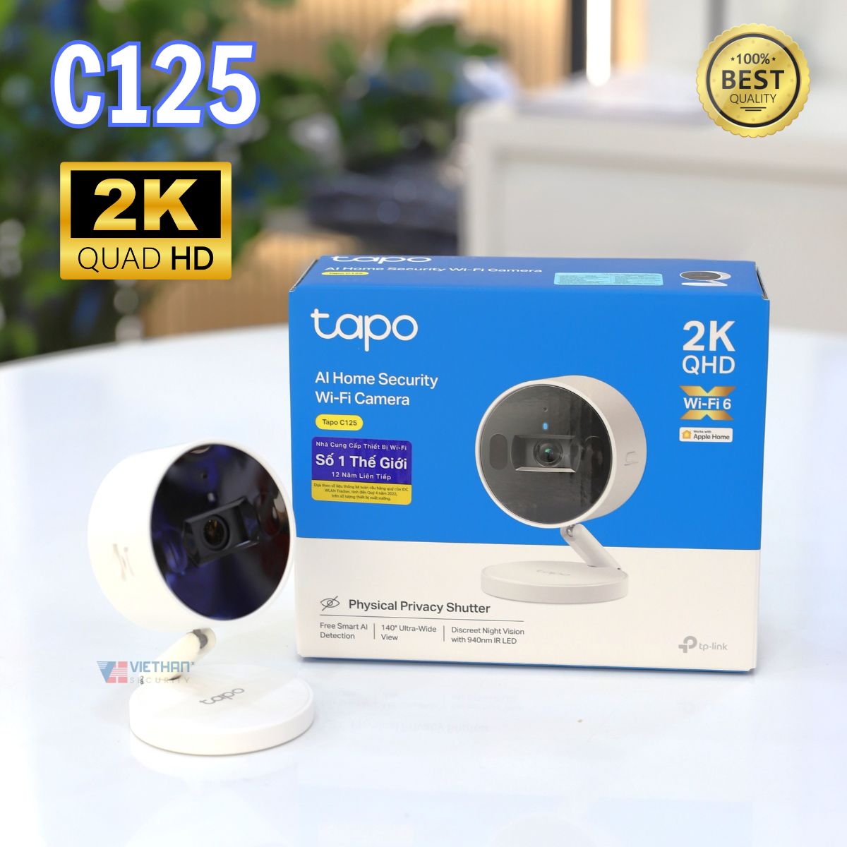 Camera AI Wi-Fi 2K TP-Link Tapo C125 Phát hiện AI thông minh, Đàm thoại 2 chiều 