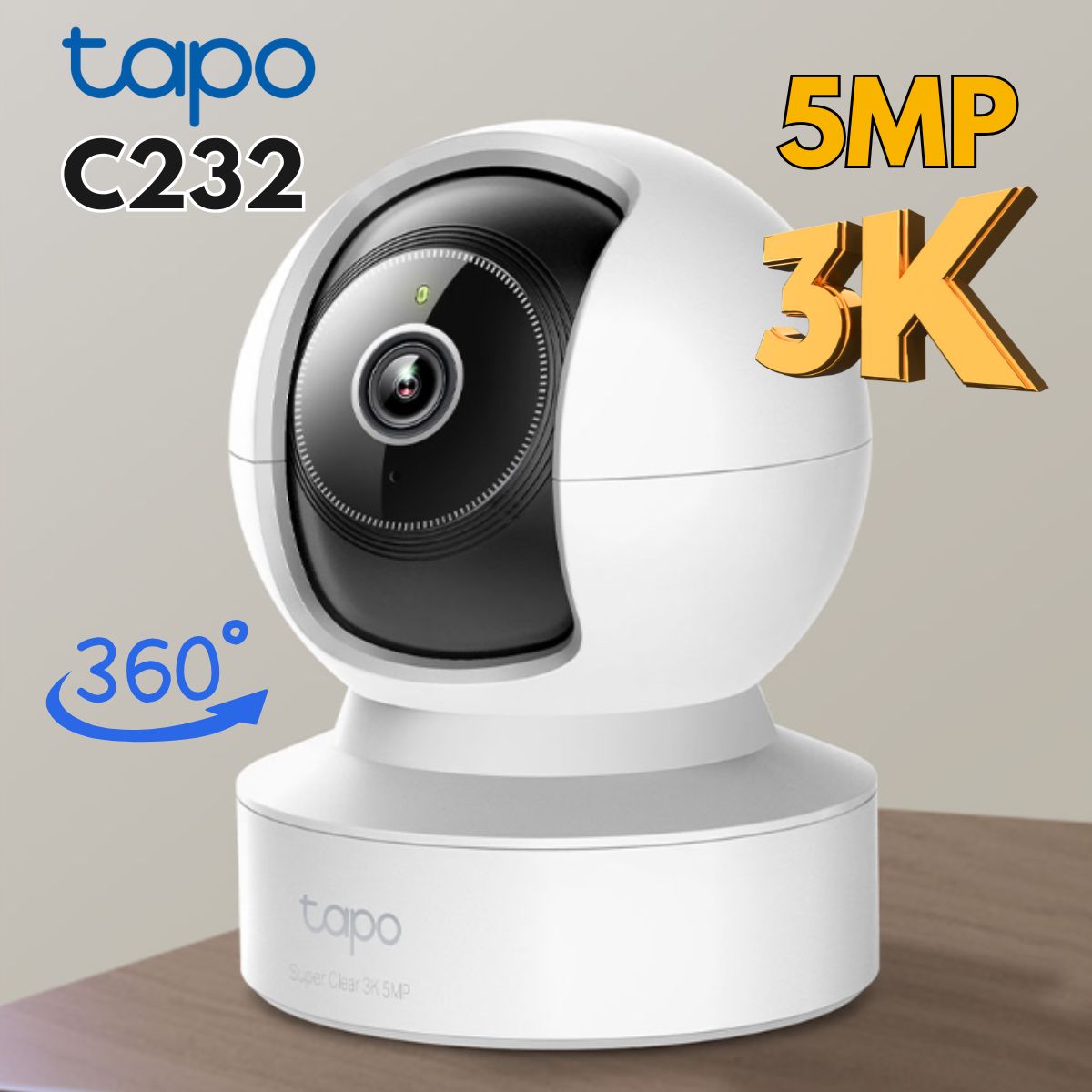 Camera quay 360 độ Tp-Link Tapo C232 3K 5MP Theo dõi AI thông minh, Chế độ riêng tư