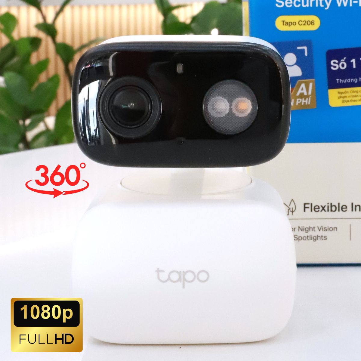 Camera IP Tp-Link Tapo C206 1080p Full HD, phát hiện người, Quay 360 độ, Đàm thoại 2 chiều 
