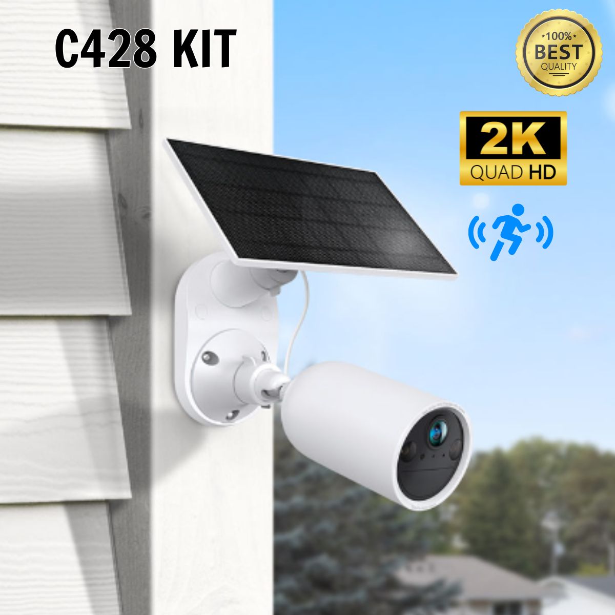 Camera Wifi tấm pin năng lượng mặt trời Tp-Link Tapo C428 KIT 2K Tầm nhìn đêm có màu, Phát hiện AI thông minh 