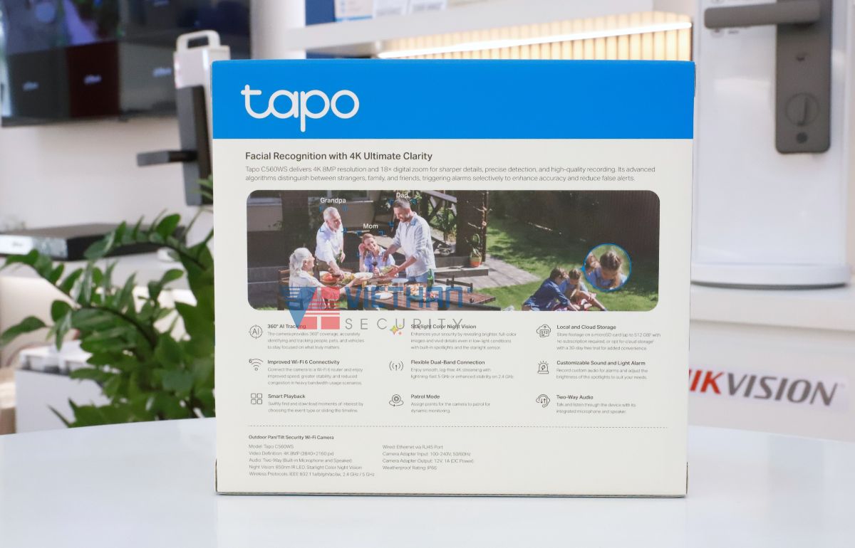 Camera Wi-Fi An ninh 4K Quay quét ngoài trời Tapo C560WS Theo dõi 360 độ, Phát hiện con người, thú cưng, phương tiện