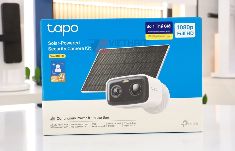 Bộ Kit Camera an ninh năng lượng mặt trời Tapo C400 KIT Hỗ trợ Full HD 1080P, Phát hiện người, Vùng riêng tư tuỳ chỉnh