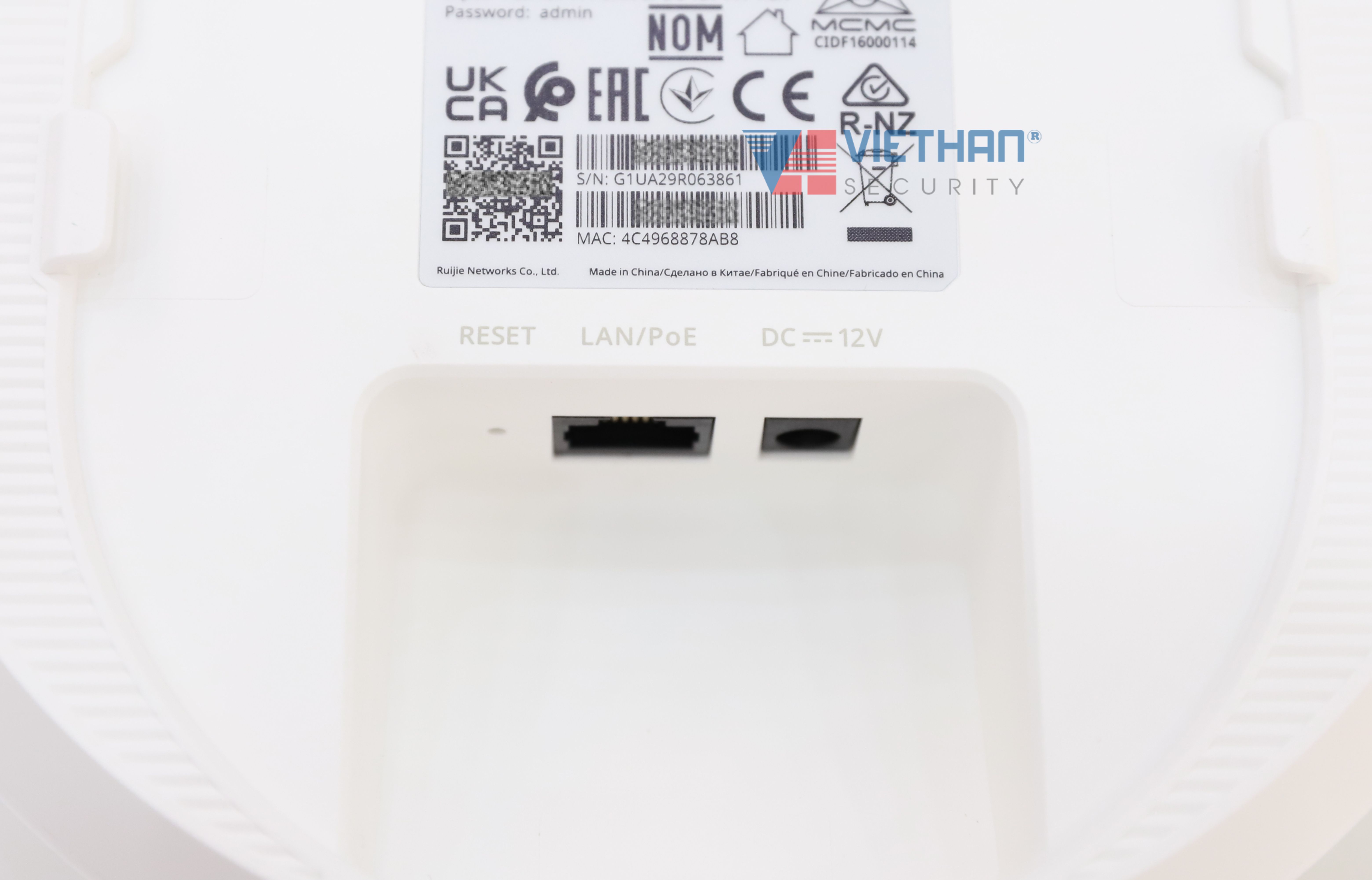 Bộ Phát WiFi 6 ốp trần/gắn tường Ruijie RG-RAP62 Tốc độ 1774 Mbps, 1 cổng 10/100/1000M Ethernet LAN, Hỗ Trợ +100 người dùng đồng thời