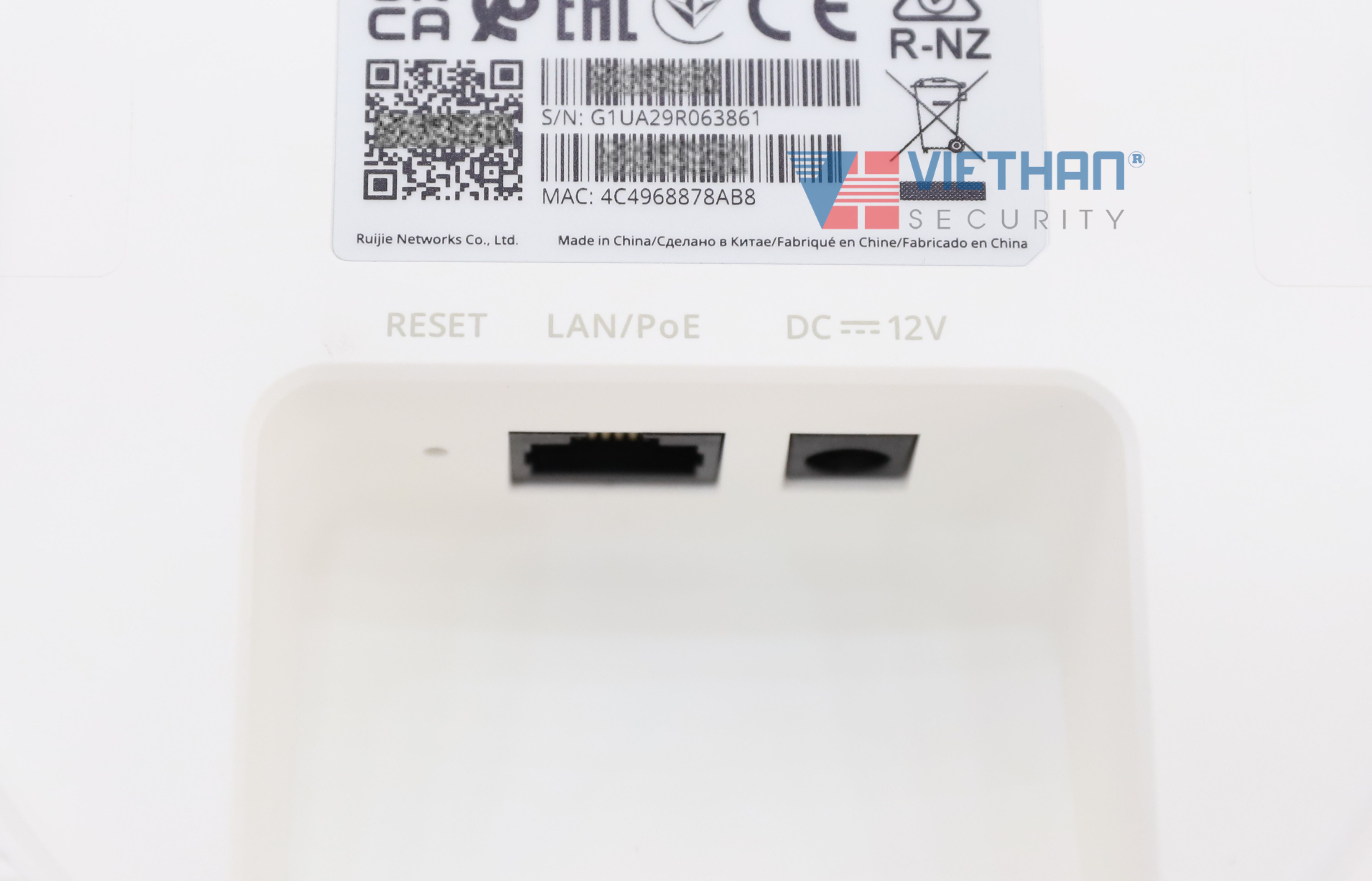 Bộ Phát WiFi 6 ốp trần/gắn tường Ruijie RG-RAP62 Tốc độ 1774 Mbps, 1 cổng 10/100/1000M Ethernet LAN, Hỗ Trợ +100 người dùng đồng thời