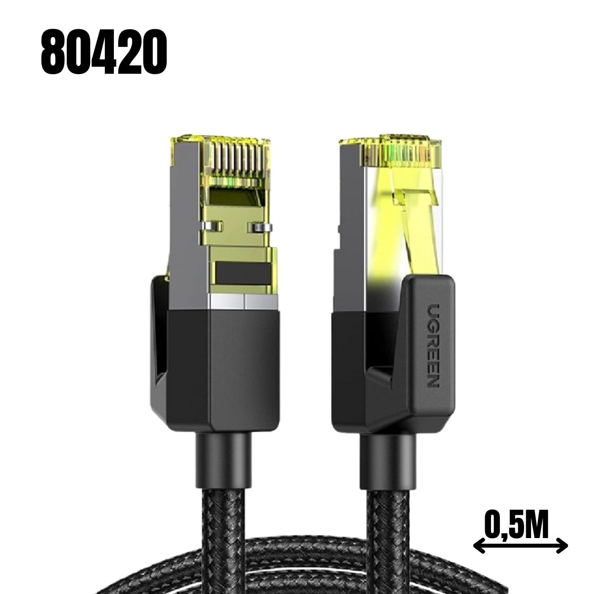 Cáp mạng Cat7 vỏ bọc Nylon dài 0,5M băng thông 10Gbps 600MHZ Ugreen 80420 cao cấp