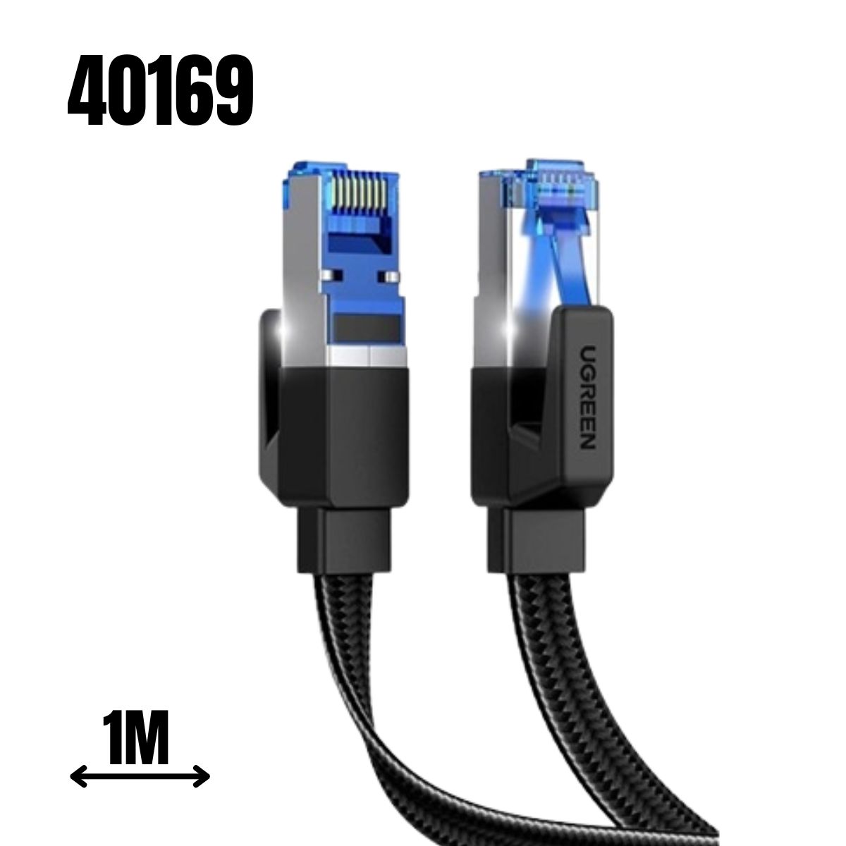 Cáp mạng CAT8 đúc sẵn dẹt dài 1M tốc độ 40Gbps 2000Mhz 26AWG U/FTP Ugreen 40169 cao cấp