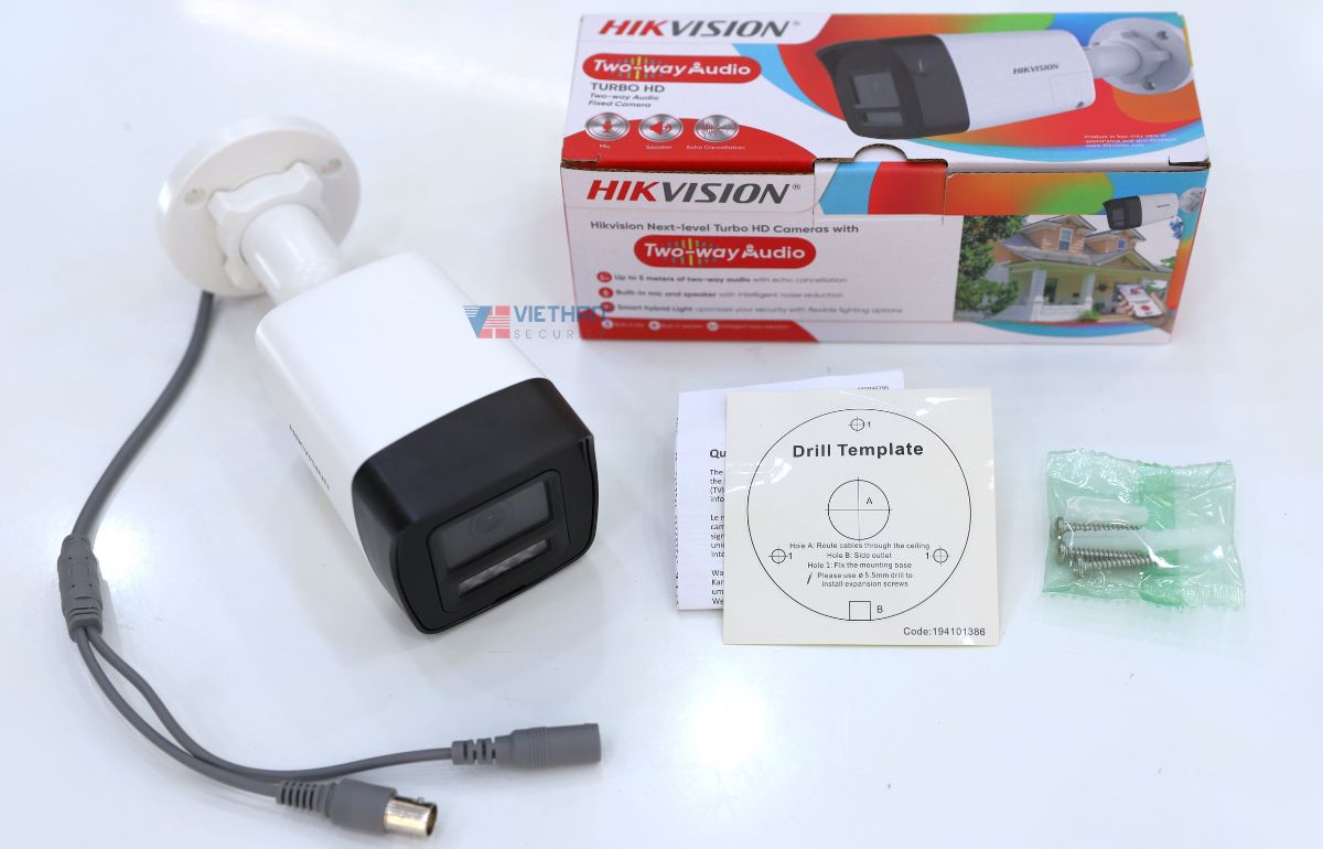 Camera Bullet Hikvision DS-2CE16D0T-LPTS 2MP Hồng ngoại 25m, Đàm thoại 2 chiều, IP67