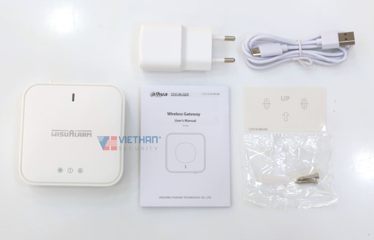 Trung tâm báo cháy không dây Dahua Wisualarm DHI-HY-GW01A-R4, Giao tiếp Ethernet và Wifi, Hỗ trợ 4 đèn led thông báo