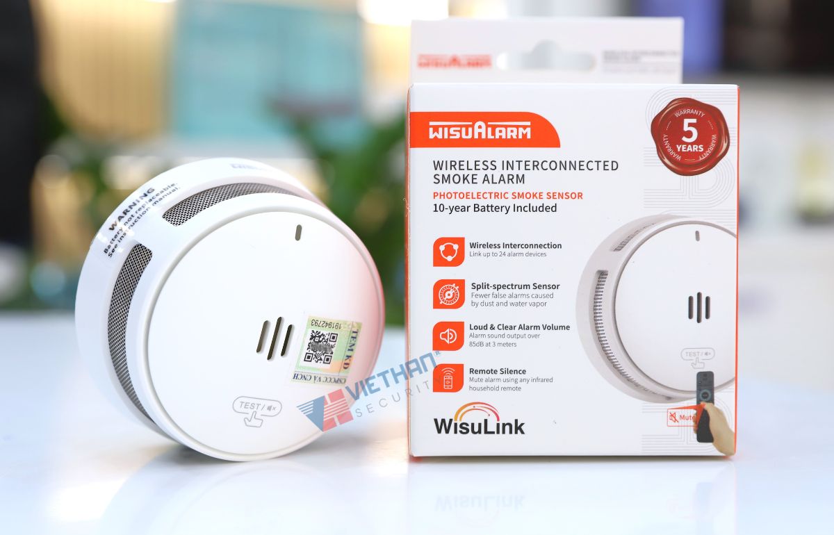 Đầu báo khói liên kết không dây Dahua Wisualarm DHI-HY-SA40A-R4 Cảm biến quang phổ kép, Kết nối 24 thiết bị, Điều khiển từ xa