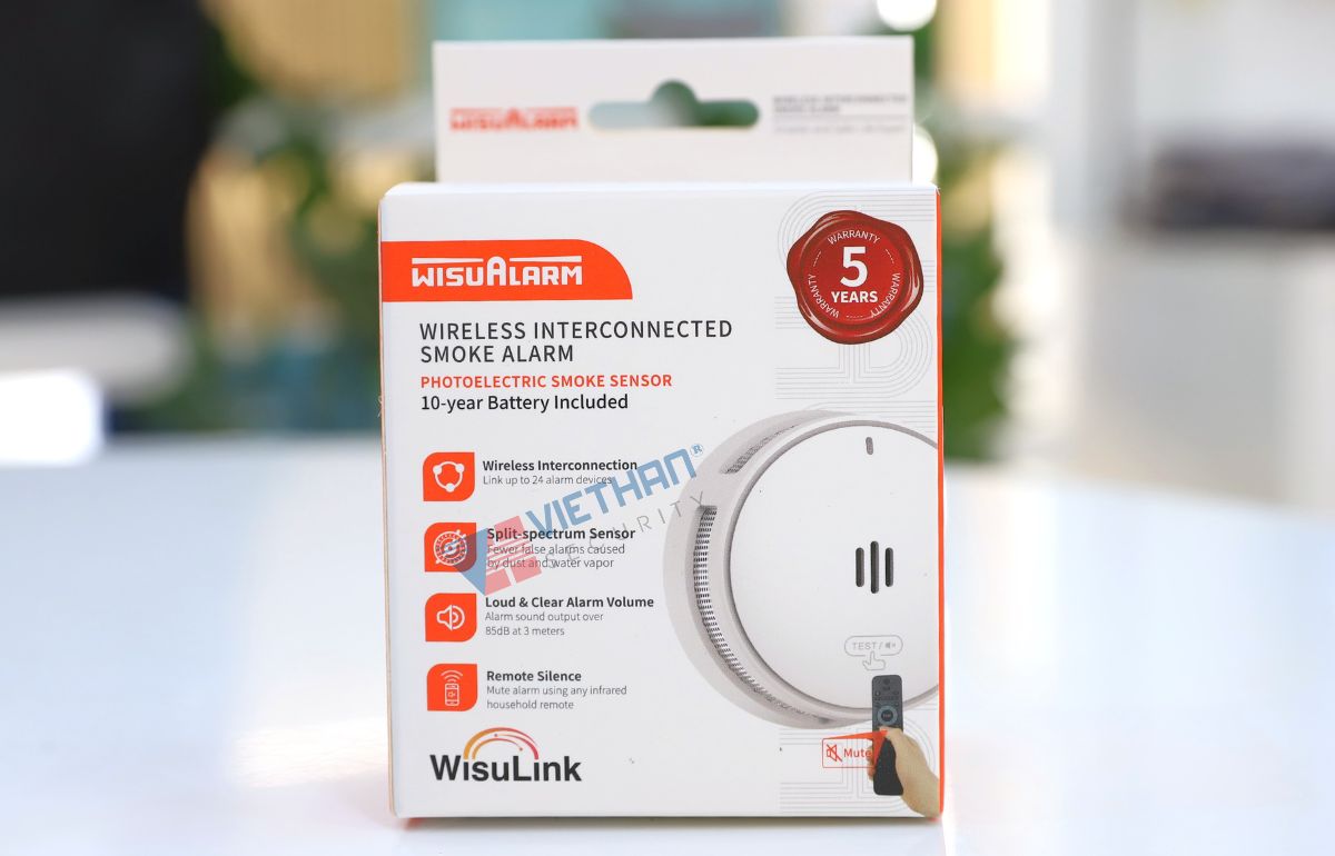 Đầu báo khói liên kết không dây Dahua Wisualarm DHI-HY-SA40A-R4 Cảm biến quang phổ kép, Kết nối 24 thiết bị, Điều khiển từ xa