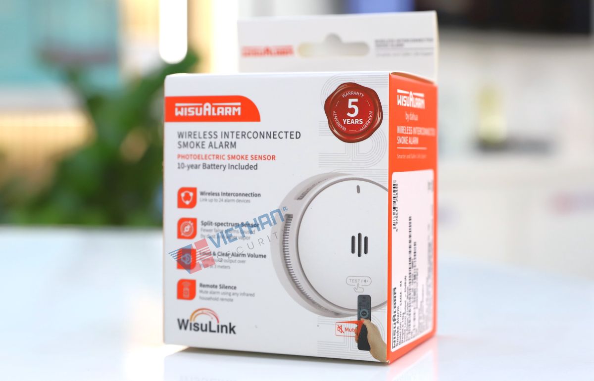 Đầu báo khói liên kết không dây Dahua Wisualarm DHI-HY-SA40A-R4 Cảm biến quang phổ kép, Kết nối 24 thiết bị, Điều khiển từ xa