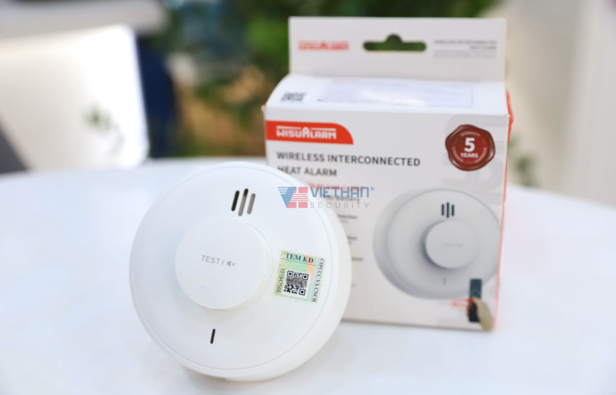 Đầu báo nhiệt liên kết không dây Dahua Wisualarm DHI-HY-HT10A-R4 chuẩn A1 và cố định ( 54°C - 65°C ), Kết nối 24 thiết bị, Cảnh báo pin yếu
