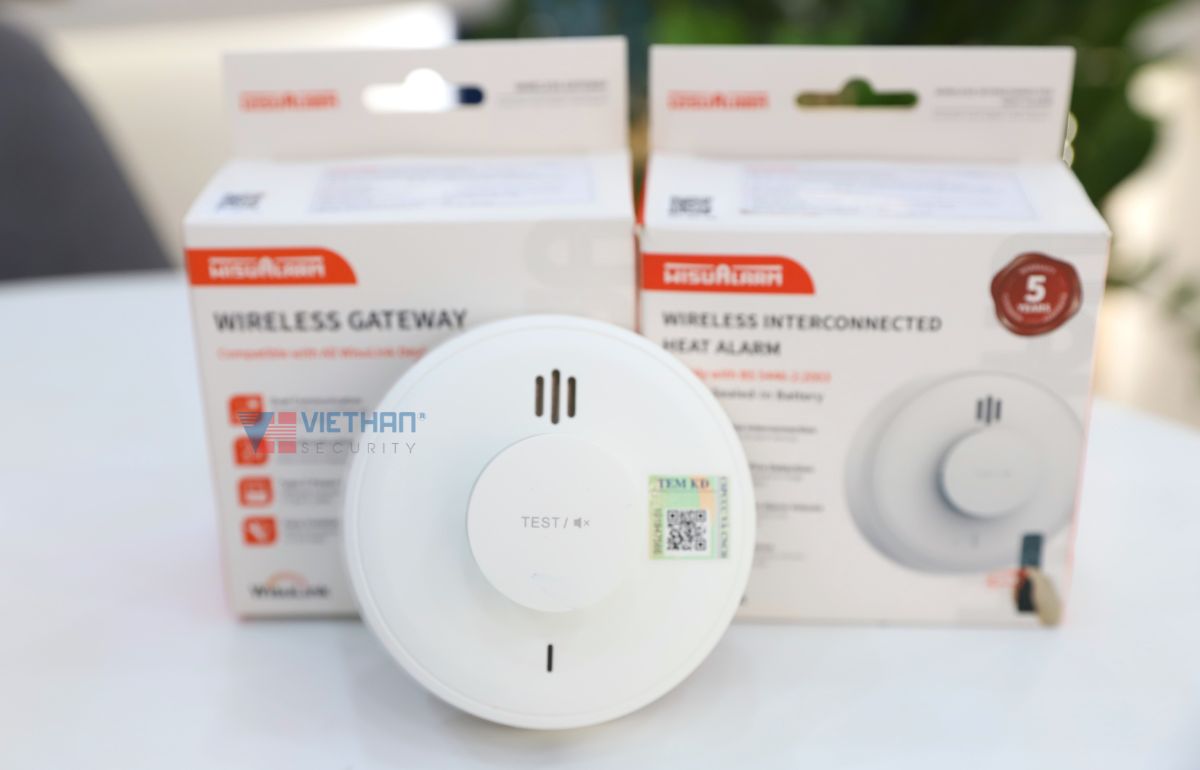 Đầu báo nhiệt liên kết không dây Dahua Wisualarm DHI-HY-HT10A-R4 chuẩn A1 và cố định ( 54°C - 65°C ), Kết nối 24 thiết bị, Cảnh báo pin yếu