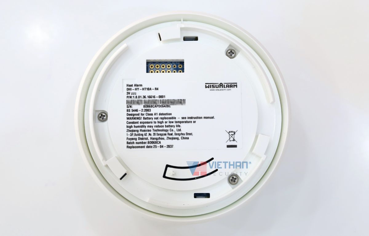 Đầu báo nhiệt liên kết không dây Dahua Wisualarm DHI-HY-HT10A-R4 chuẩn A1 và cố định ( 54°C - 65°C ), Kết nối 24 thiết bị, Cảnh báo pin yếu