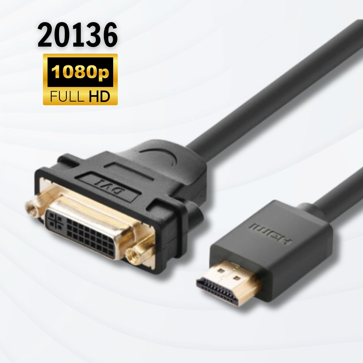  Đầu chuyển đổi HDMI sang DVI 24+5 âm Ugreen 20136 Màu Đen, Cáp dài 15cm, Truyền dẫn tín hiệu tốt