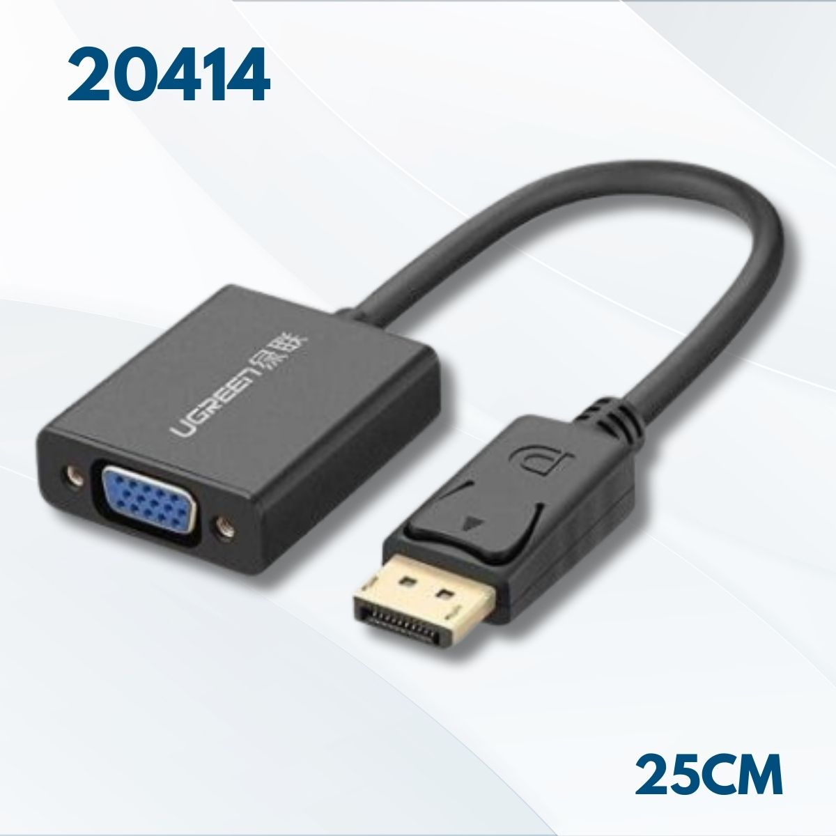 Cáp chuyển đổi DisplayPort sang VGA không có Audio Ugreen 20414 Màu đen, Vỏ hợp kim bền bỉ, chống nhiễu