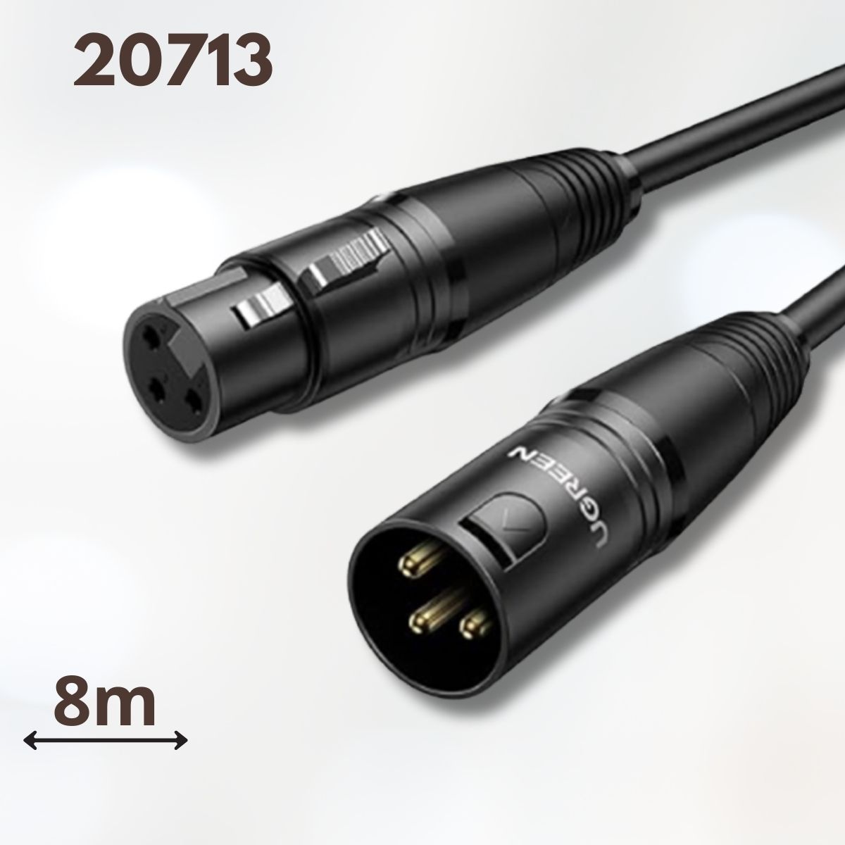  Cáp nối dài Microphone Canon âm thanh AV130 Ugreen 20713 8m Màu đen, Chống nhiễu tốt