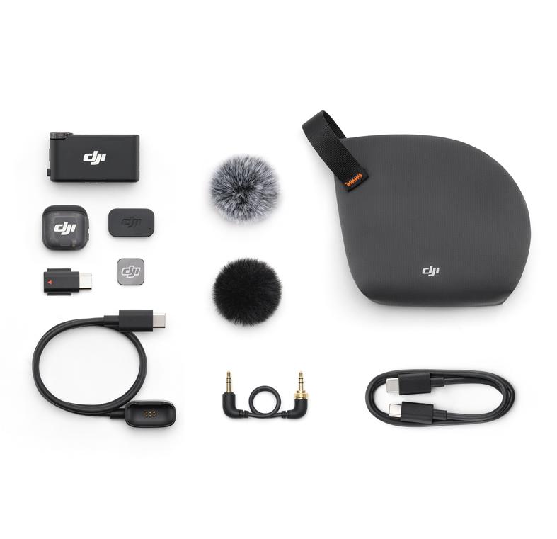 Bộ mic không dây DJI Mic 3 (1TX + 1RX) (FCC) Ghi âm 32-bit, Chống nhiễu băng tần kép, Khử ồn tốt, Sạc nhanh