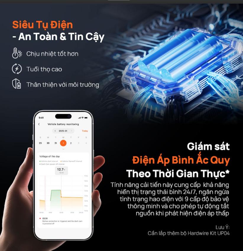 Camera hành trình 70mai 4K Omni X800 (Bản trước)  Xoay 360°, Wi-Fi & Bluetooth, Phát hiện chuyển động AI 2.0, Điều khiển giọng nói