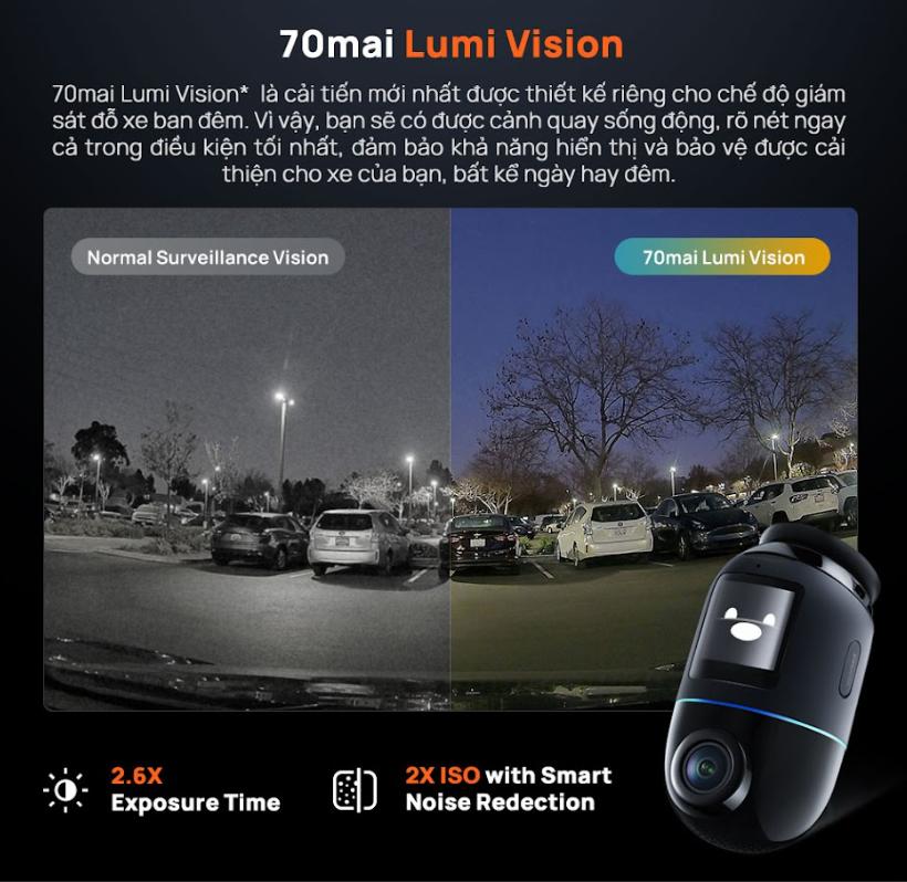 Camera hành trình Xiaomi 70mai 4K Omni X800-2 trước sau, Hỗ trợ GPS & cảnh báo ADAS, Xoay 360°, Điều khiển giọng nói