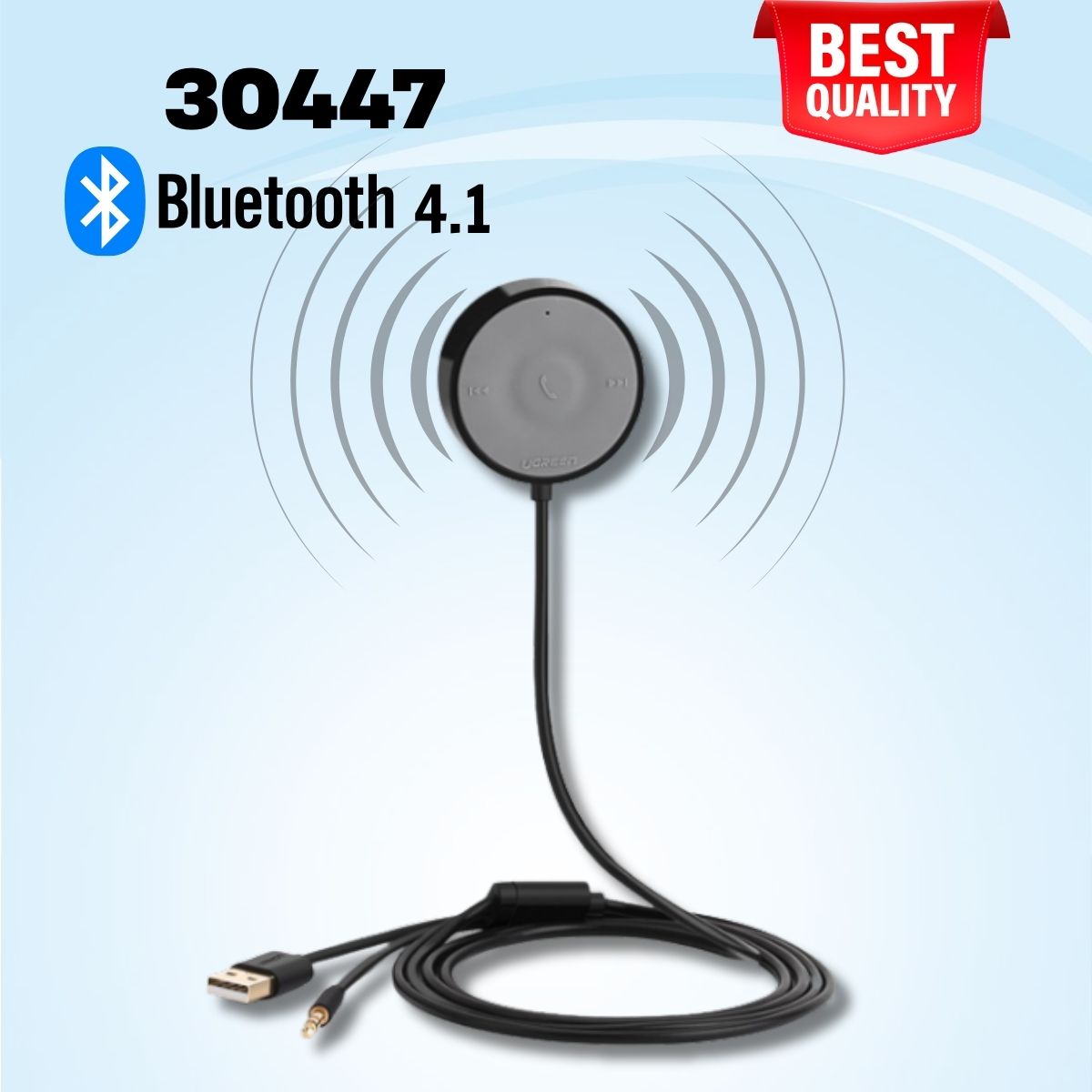 Thiết bị nhận âm thanh Bluetooth trên xe hơi Ugreen 30447 CM124 chuẩn 3.5mm 