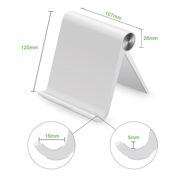 Giá đỡ máy tính bảng để bàn Ugreen 30485 LP115 Màu trắng, Chống trượt, ABS cao cấp