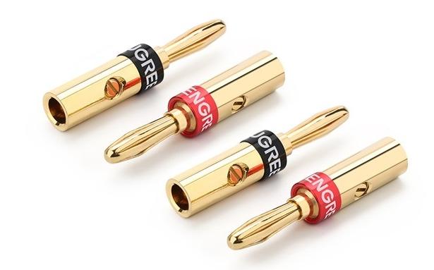 Bộ 4 jack bắp chuối nối dây loa, amply Ugreen 30513 Đầu mạ vàng 24K cao cấp