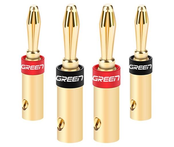 Bộ 4 jack bắp chuối nối dây loa, amply Ugreen 30513 Đầu mạ vàng 24K cao cấp