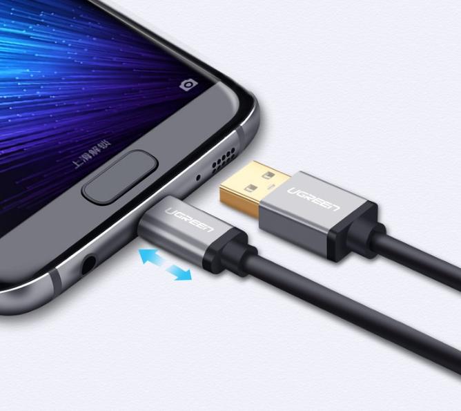 Cáp dữ liệu USB Type-C sang USB 3.0 Ugreen 30533 Dài 1m, Màu đen, Tốc độ 5Gbps.
