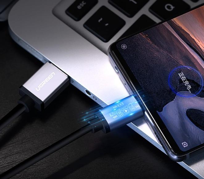 Cáp dữ liệu USB Type-C sang USB 3.0 Ugreen 30533 Dài 1m, Màu đen, Tốc độ 5Gbps.