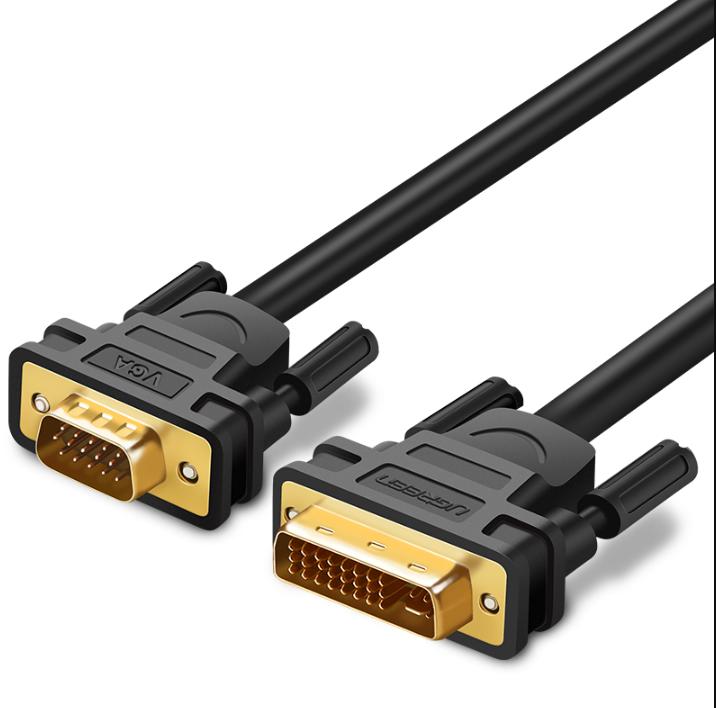 Cáp chuyển đổi DVI 24+5 sang VGA Ugreen 30741 DV102 dài 1m, Màu đen, Độ phân giải 1080p, Tiếp xúc mạ vàng