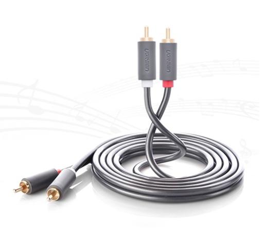 Cáp âm thanh Bông sen 2 ra 2 dương Ugreen 30747 AV104 dài 1m, Màu đen, Mạ vàng 24K