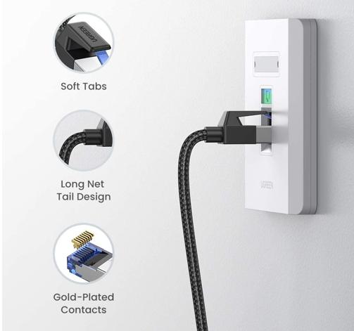 Cáp mạng Cat8 Ugreen 30800 dài 20m đúc sẵn 2 đầu S/FTP 40Gbps bọc dù cao cấp